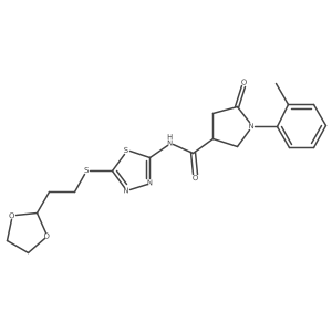 N-(5-{[2-(1,3-dioxolan-2-yl)ethyl]sulfanyl}-1,3,4-thiadiazol-2-yl)-1-(2-methylphenyl)-5-oxopyrrolidine-3-carboxamide Structure