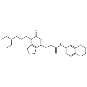 2-((1-(3-(diethylamino)propyl)-2-oxo-2,5,6,7-tetrahydro-1H-cyclopenta[d]pyrimidin-4-yl)thio)-N-(2,3-dihydrobenzo[b][1,4]dioxin-6-yl)acetamide结构式