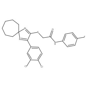 2-{[3-(3,4-Dichlorophenyl)-1,4-diazaspiro[4.6]undeca-1,3-dien-2-YL]sulfanyl}-N-(4-fluorophenyl)acetamide Structure
