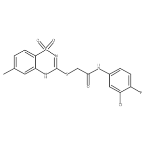 N-(3-chloro-4-fluorophenyl)-2-((6-methyl-1,1-dioxido-4H-benzo[e][1,2,4]thiadiazin-3-yl)thio)acetamide Structure