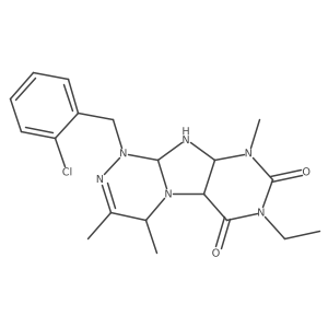 1-[(2-chlorophenyl)methyl]-7-ethyl-3,4,9-trimethyl-5a,9a,10,10a-tetrahydro-4H-purino[8,7-c][1,2,4]triazine-6,8-dione结构式