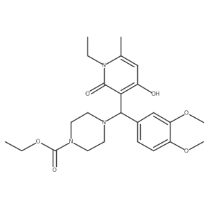 Ethyl 4-((3,4-dimethoxyphenyl)(1-ethyl-4-hydroxy-6-methyl-2-oxo-1,2-dihydropyridin-3-yl)methyl)piperazine-1-carboxylate结构式