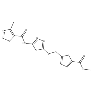 Methyl 5-({[5-(4-methyl-1,2,3-thiadiazole-5-amido)-1,3,4-thiadiazol-2-yl]sulfanyl}methyl)furan-2-carboxylate Structure