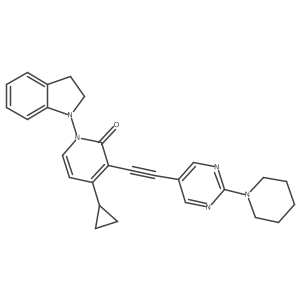 2(1h)-Pyridinone,4-cyclopropyl-1-(2,3-dihydro-1h-indolyl)-3-[2-[2-(1-piperidinyl)-5-pyrimidinyl]ethynyl]-结构式