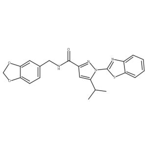 N-(benzo[d][1,3]dioxol-5-ylmethyl)-1-(benzo[d]thiazol-2-yl)-5-isopropyl-1H-pyrazole-3-carboxamide Structure