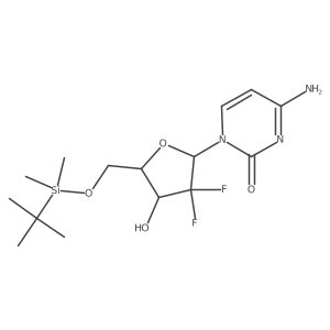 4-amino-1-((2R,4R,5R)-5-((tert-butyldimethylsilyloxy)methyl)-3,3-difluoro-4-hydroxytetrahydrofuran-2-yl)pyrimidin-2(1H)-one结构式