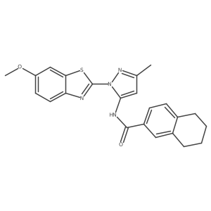 N-(1-(6-methoxybenzo[d]thiazol-2-yl)-3-methyl-1H-pyrazol-5-yl)-5,6,7,8-tetrahydronaphthalene-2-carboxamide结构式