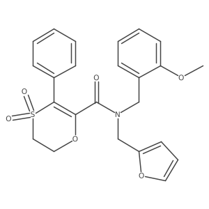 N-(furan-2-ylmethyl)-N-(2-methoxybenzyl)-3-phenyl-5,6-dihydro-1,4-oxathiine-2-carboxamide 4,4-dioxide结构式