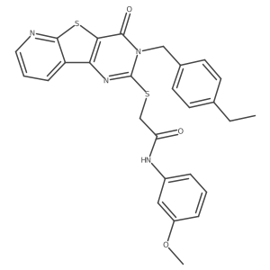 2-((3-(4-ethylbenzyl)-4-oxo-3,4-dihydropyrido[3',2':4,5]thieno[3,2-d]pyrimidin-2-yl)thio)-N-(3-methoxyphenyl)acetamide结构式