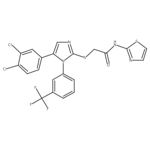 2-((5-(3,4-dichlorophenyl)-1-(3-(trifluoromethyl)phenyl)-1H-imidazol-2-yl)thio)-N-(thiazol-2-yl)acetamide Structure