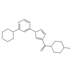 (4-methylpiperidin-1-yl)(1-(6-thiomorpholinopyrimidin-4-yl)-1H-imidazol-4-yl)methanone结构式