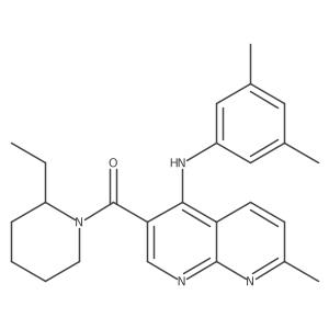 N-(3,5-dimethylphenyl)-3-(2-ethylpiperidine-1-carbonyl)-7-methyl-1,8-naphthyridin-4-amine结构式