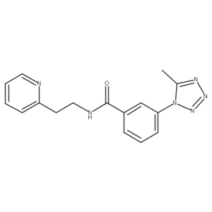 3-(5-methyl-1H-1,2,3,4-tetraazol-1-yl)-N-[2-(2-pyridyl)ethyl]benzamide结构式
