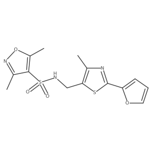 N-((2-(furan-2-yl)-4-methylthiazol-5-yl)methyl)-3,5-dimethylisoxazole-4-sulfonamide结构式