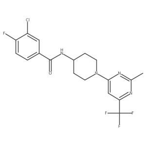 3-chloro-4-fluoro-N-{1-[2-methyl-6-(trifluoromethyl)pyrimidin-4-yl]piperidin-4-yl}benzamide Structure