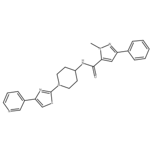 1-methyl-3-phenyl-N-(1-(4-(pyridin-3-yl)thiazol-2-yl)piperidin-4-yl)-1H-pyrazole-5-carboxamide Structure