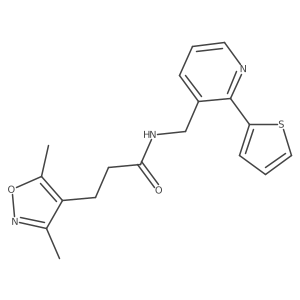 3-(3,5-dimethylisoxazol-4-yl)-N-((2-(thiophen-2-yl)pyridin-3-yl)methyl)propanamide结构式