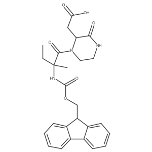 2-{1-[2-({[(9H-fluoren-9-yl)methoxy]carbonyl}amino)-2-methylbutanoyl]-3-oxopiperazin-2-yl}acetic acid结构式