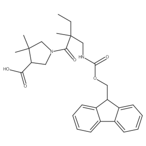 1-{2-[({[(9H-fluoren-9-yl)methoxy]carbonyl}amino)methyl]-2-methylbutanoyl}-4,4-dimethylpyrrolidine-3-carboxylic acid结构式