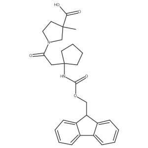 1-{2-[1-({[(9H-fluoren-9-yl)methoxy]carbonyl}amino)cyclopentyl]acetyl}-3-methylpyrrolidine-3-carboxylic acid结构式