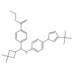 Benzoic acid, 4-[(3,3-dimethylcyclobutyl)[[6-[4-(trifluoromethyl)-1H-imidazol-1-yl]-3-pyridinyl]amino]methyl]-, ethyl ester Structure