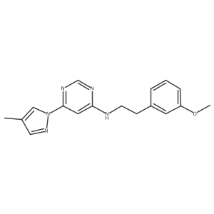 N-[2-(3-methoxyphenyl)ethyl]-6-(4-methyl-1H-pyrazol-1-yl)pyrimidin-4-amine结构式