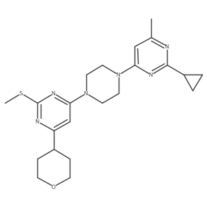 4-[4-(2-Cyclopropyl-6-methylpyrimidin-4-yl)piperazin-1-yl]-2-(methylsulfanyl)-6-(oxan-4-yl)pyrimidine结构式