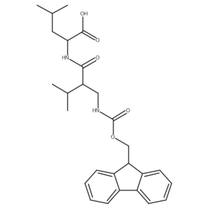 (2S)-2-{2-[({[(9H-fluoren-9-yl)methoxy]carbonyl}amino)methyl]-3-methylbutanamido}-4-methylpentanoic acid Structure