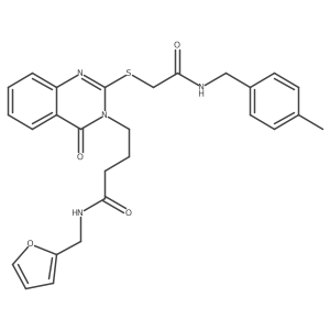 N-[(furan-2-yl)methyl]-4-{2-[({[(4-methylphenyl)methyl]carbamoyl}methyl)sulfanyl]-4-oxo-3,4-dihydroquinazolin-3-yl}butanamide Structure