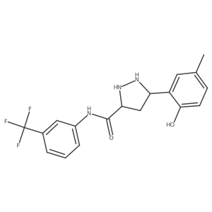 5-(2-hydroxy-5-methylphenyl)-N-[3-(trifluoromethyl)phenyl]pyrazolidine-3-carboxamide结构式