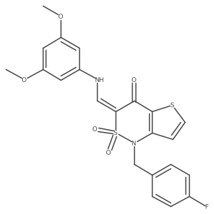 (3Z)-3-{[(3,5-dimethoxyphenyl)amino]methylene}-1-(4-fluorobenzyl)-1H-thieno[3,2-c][1,2]thiazin-4(3H)-one 2,2-dioxide结构式