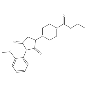 Ethyl 4-[1-(2-methoxyphenyl)-2,5-dioxoazolidin-3-yl]piperazinecarboxylate结构式