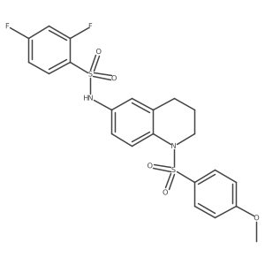 2,4-difluoro-N-[1-(4-methoxybenzenesulfonyl)-1,2,3,4-tetrahydroquinolin-6-yl]benzene-1-sulfonamide结构式