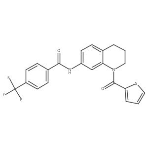 N-[1-(thiophene-2-carbonyl)-1,2,3,4-tetrahydroquinolin-7-yl]-4-(trifluoromethyl)benzamide结构式