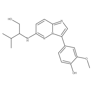 4-(6-(1-Hydroxy-3-methylbutan-2-ylamino)imidazo[1,2-b]pyridazin-3-yl)-2-methoxyphenol Structure