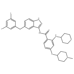 N-[5-[(3,5-difluorophenyl)methyl]-1H-indazol-3-yl]-4-(1-methylpiperidin-4-yl)oxy-2-(oxan-4-ylamino)benzamide Structure