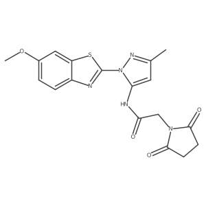 2-(2,5-dioxopyrrolidin-1-yl)-N-(1-(6-methoxybenzo[d]thiazol-2-yl)-3-methyl-1H-pyrazol-5-yl)acetamide结构式