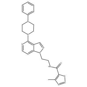 4-methyl-N-(2-(4-(4-phenylpiperazin-1-yl)-1H-pyrazolo[3,4-d]pyrimidin-1-yl)ethyl)-1,2,3-thiadiazole-5-carboxamide结构式