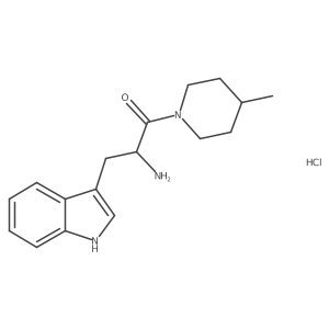 (2S)-2-amino-3-(1H-indol-3-yl)-1-(4-methylpiperidin-1-yl)propan-1-one hydrochloride结构式