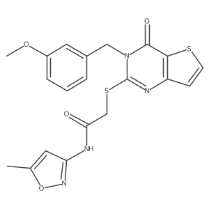 2-{[3-(3-methoxybenzyl)-4-oxo-3,4-dihydrothieno[3,2-d]pyrimidin-2-yl]sulfanyl}-N-(5-methyl-1,2-oxazol-3-yl)acetamide结构式