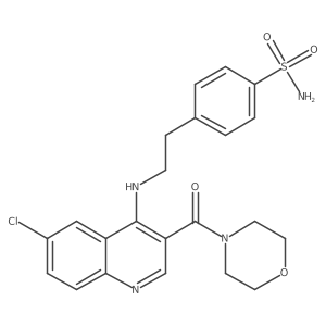 4-(2-{[6-Chloro-3-(morpholine-4-carbonyl)quinolin-4-yl]amino}ethyl)benzene-1-sulfonamide结构式