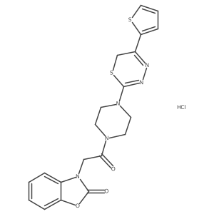 3-(2-oxo-2-(4-(5-(thiophen-2-yl)-6H-1,3,4-thiadiazin-2-yl)piperazin-1-yl)ethyl)benzo[d]oxazol-2(3H)-one hydrochloride结构式