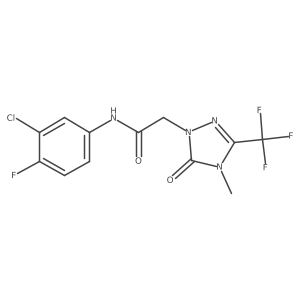 N-(3-chloro-4-fluorophenyl)-2-(4-methyl-5-oxo-3-(trifluoromethyl)-4,5-dihydro-1H-1,2,4-triazol-1-yl)acetamide结构式