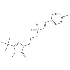 (E)-N-(2-(4-methyl-5-oxo-3-(trifluoromethyl)-4,5-dihydro-1H-1,2,4-triazol-1-yl)ethyl)-2-(p-tolyl)ethenesulfonamide结构式