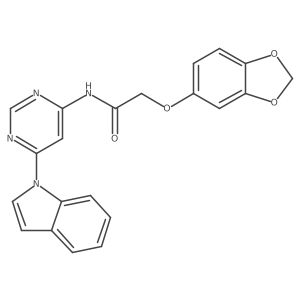 N-(6-(1H-indol-1-yl)pyrimidin-4-yl)-2-(benzo[d][1,3]dioxol-5-yloxy)acetamide结构式