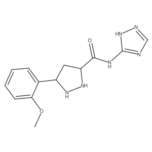 5-(2-methoxyphenyl)-N-(1H-1,2,4-triazol-5-yl)pyrazolidine-3-carboxamide结构式