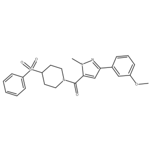 (3-(3-methoxyphenyl)-1-methyl-1H-pyrazol-5-yl)(4-(phenylsulfonyl)piperidin-1-yl)methanone结构式