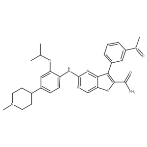2-[4-(1-Methylpiperidin-4-yl)-2-propan-2-yloxyanilino]-7-(3-methylsulfinylphenyl)thieno[3,2-d]pyrimidine-6-carboxamide Structure