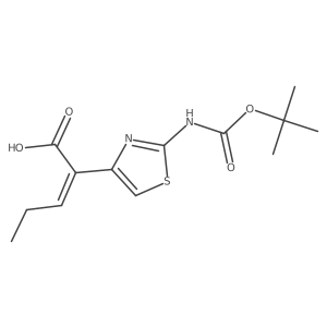 (E)-2-[2-[(2-methylpropan-2-yl)oxycarbonylamino]-1,3-thiazol-4-yl]pent-2-enoic acid Structure