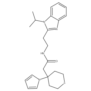N-{2-[1-(propan-2-yl)-1H-benzimidazol-2-yl]ethyl}-2-[4-(1H-pyrrol-1-yl)tetrahydro-2H-thiopyran-4-yl]acetamide结构式
